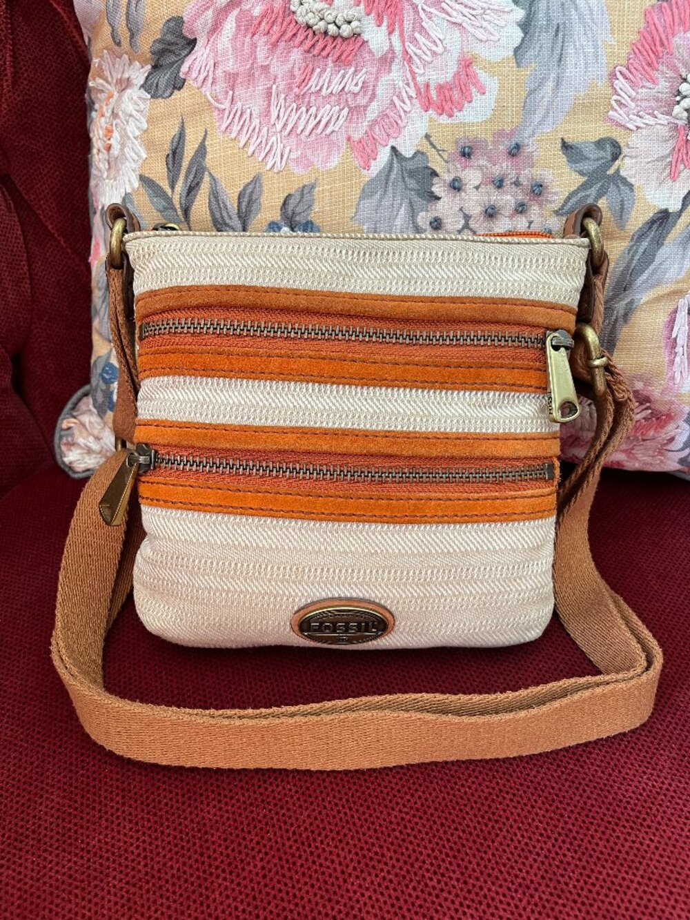 Fossil Canvas Crossbody Bag Small Purse